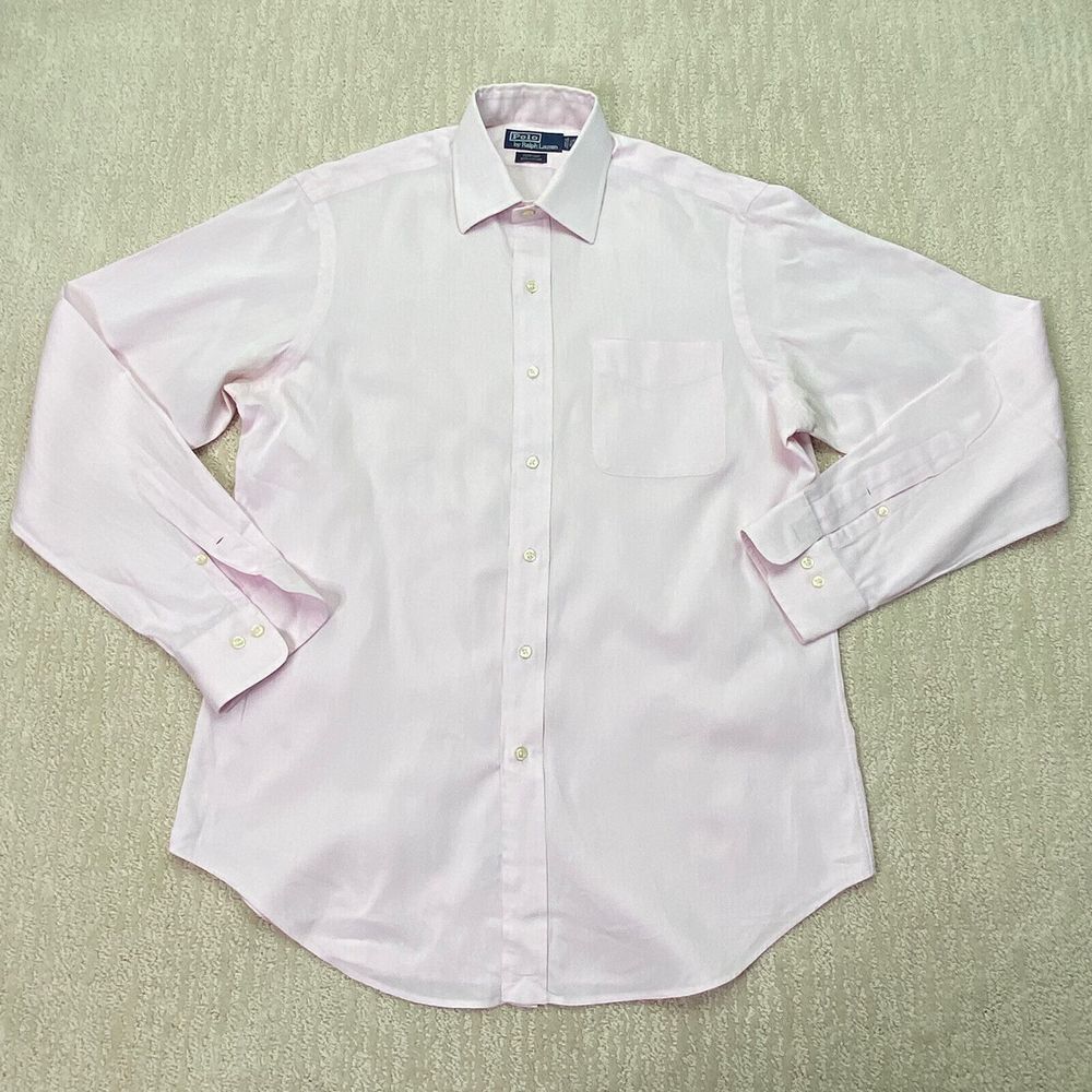 POLO RALPH LAUREN Curham Button Shirt Mens Pink Long Sleeve Size 15.5-34/35*